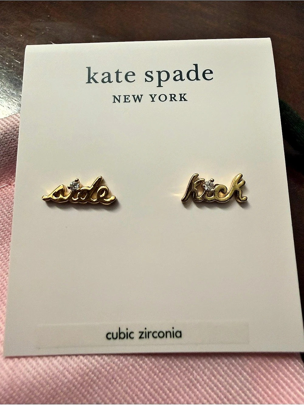 Kate Spade Say Yes Sidekick Stud Earrings – Gold/Cubic Zirconia